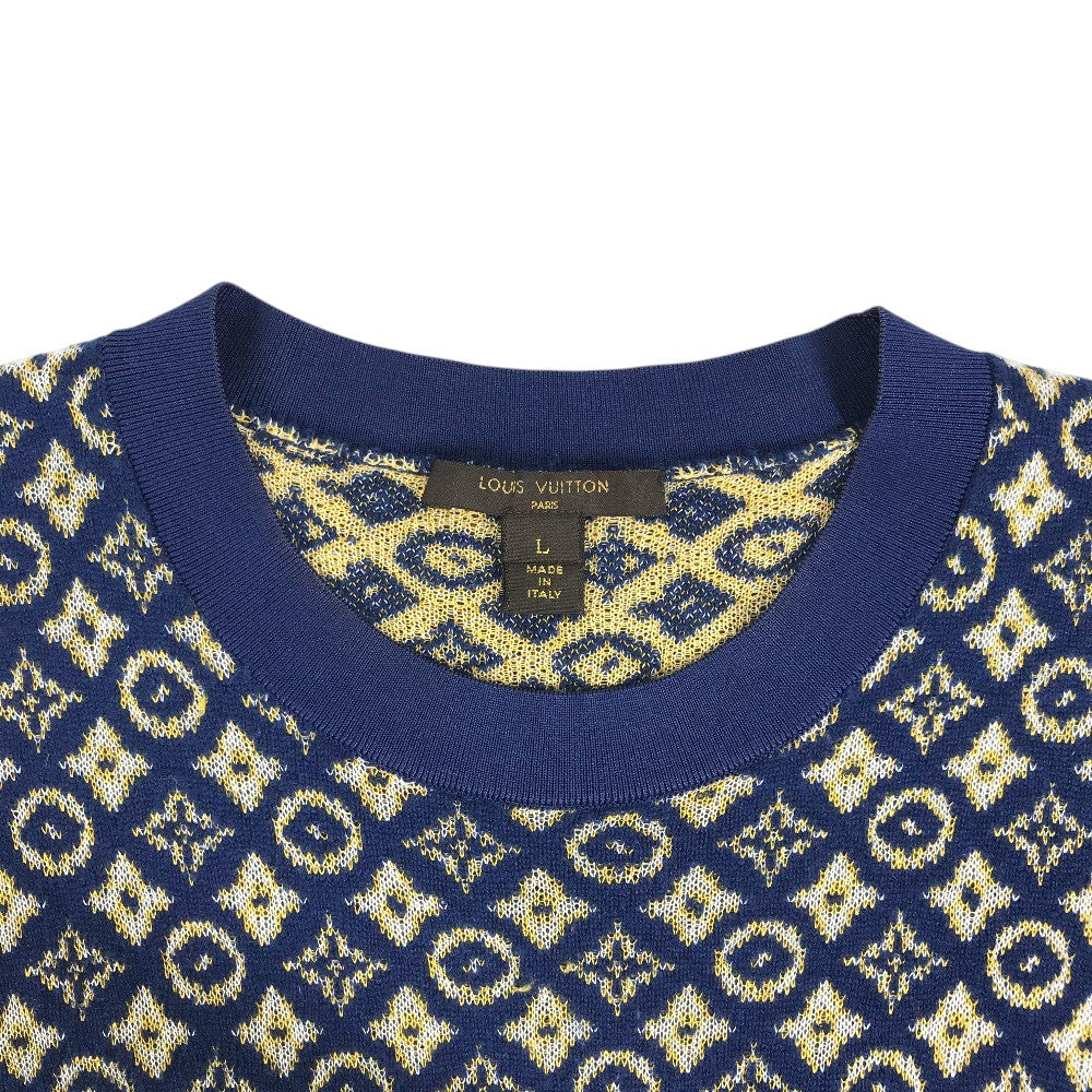 LOUIS VUITTON モノグラム ロゴ ニット 半袖 アパレル RW152A ワンピース シルク レディース ブルー