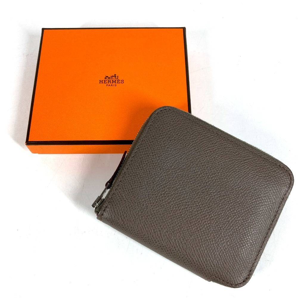 HERMES アザップコンパクトシルクイン 財布 小銭入れ ウォレット ラウンドファスナー コインケース エプソン ユニセックス エタン グレー
