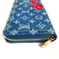 LOUIS VUITTON M23161 Takashi Murakami Collaboration Monogram Denim Cherry LV × TM Zippy Wallet Long Wallet Round Zipper Wallet Ladies Blue