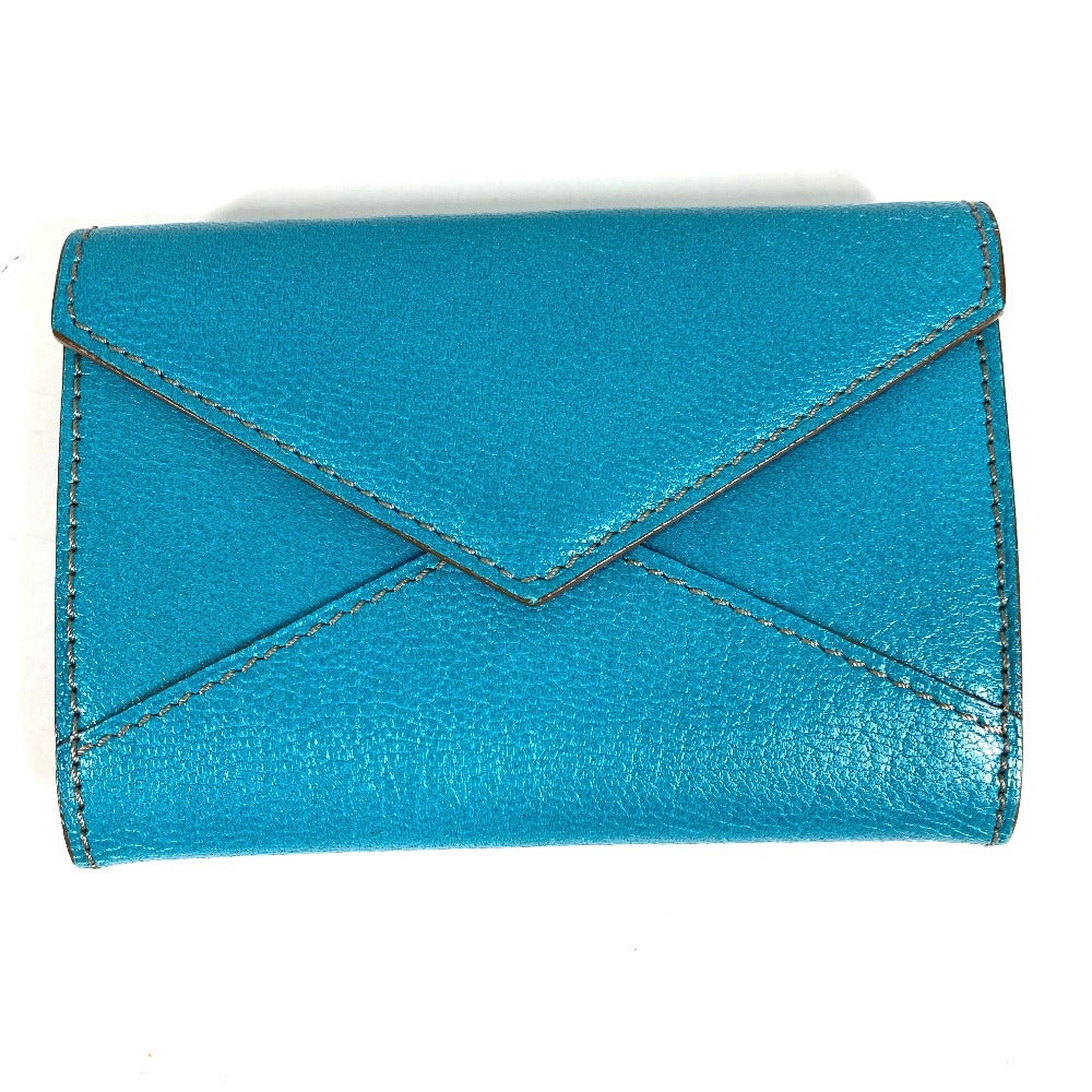 CARTIER Logo Wallet Coin Purse Card Holder Pass Case Card Case Leather Unisex Blue