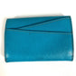 CARTIER Logo Wallet Coin Purse Card Holder Pass Case Card Case Leather Unisex Blue