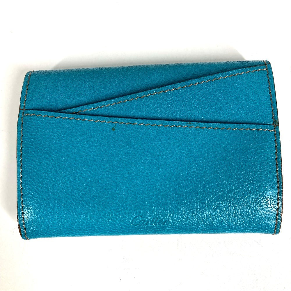 CARTIER Logo Wallet Coin Purse Card Holder Pass Case Card Case Leather Unisex Blue