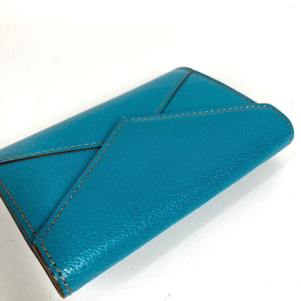 CARTIER Logo Wallet Coin Purse Card Holder Pass Case Card Case Leather Unisex Blue