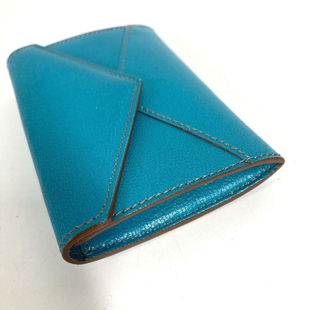 CARTIER Logo Wallet Coin Purse Card Holder Pass Case Card Case Leather Unisex Blue