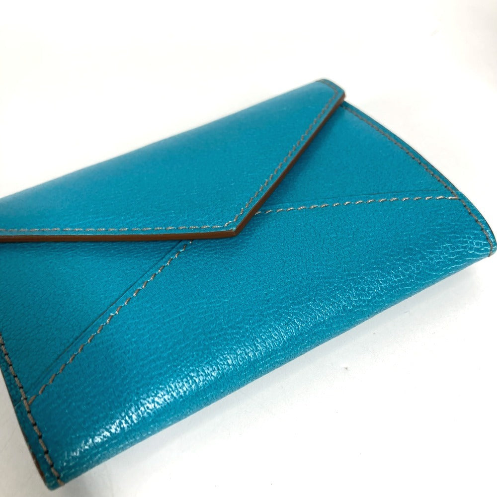 CARTIER Logo Wallet Coin Purse Card Holder Pass Case Card Case Leather Unisex Blue
