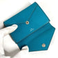 CARTIER Logo Wallet Coin Purse Card Holder Pass Case Card Case Leather Unisex Blue
