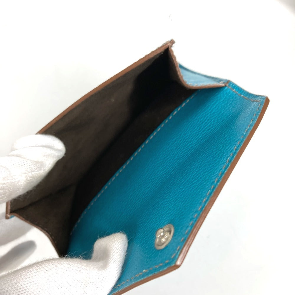 CARTIER Logo Wallet Coin Purse Card Holder Pass Case Card Case Leather Unisex Blue