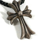 CHROME HEARTS スモールクロス レザー ブレイド 革紐 アクセサリー ネックレス SV925 ユニセックス シルバー