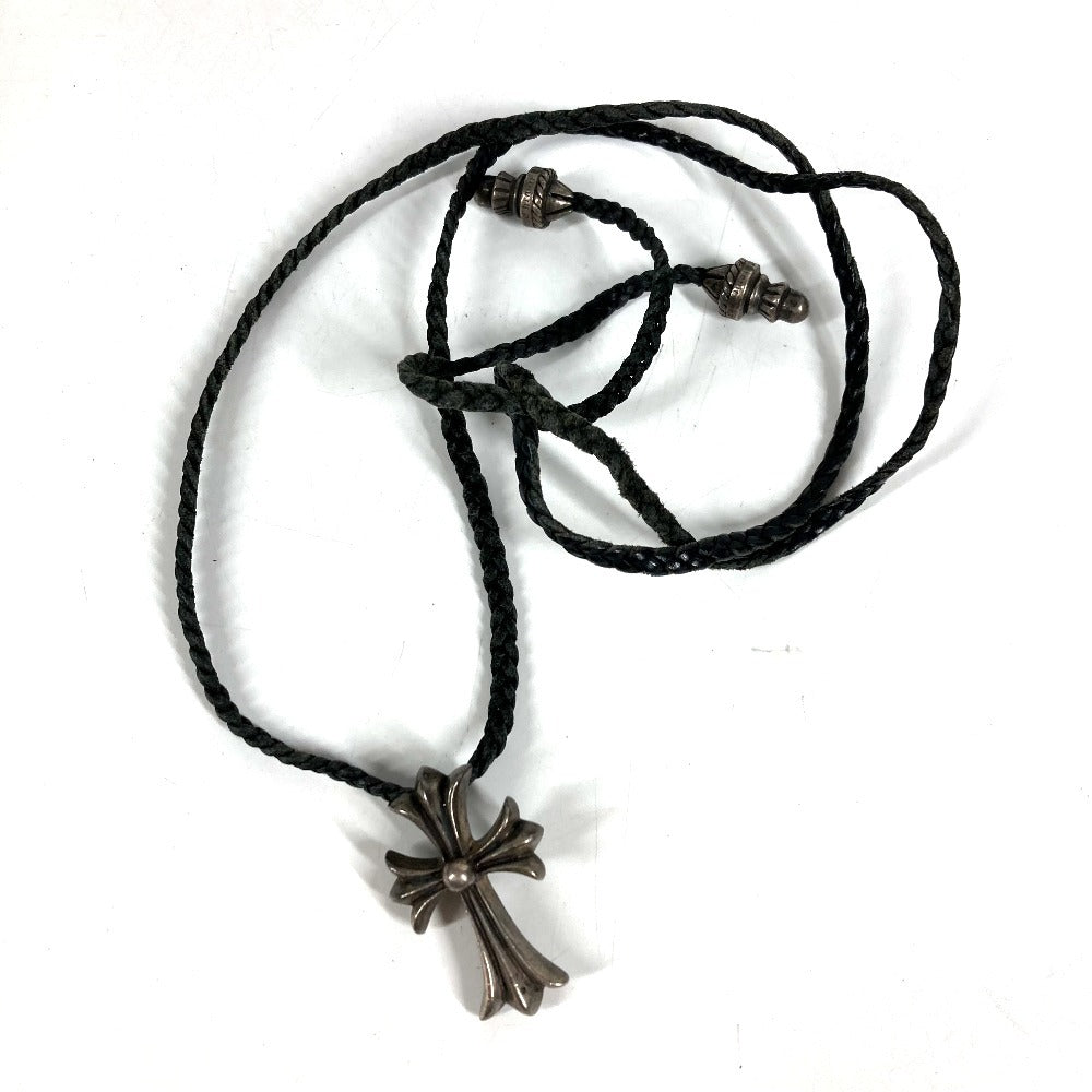 CHROME HEARTS スモールクロス レザー ブレイド 革紐 アクセサリー ネックレス SV925 ユニセックス シルバー
