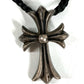 CHROME HEARTS スモールクロス レザー ブレイド 革紐 アクセサリー ネックレス SV925 ユニセックス シルバー