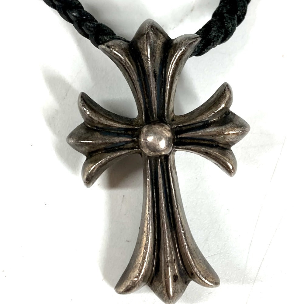 CHROME HEARTS スモールクロス レザー ブレイド 革紐 アクセサリー ネックレス SV925 ユニセックス シルバー