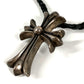 CHROME HEARTS スモールクロス レザー ブレイド 革紐 アクセサリー ネックレス SV925 ユニセックス シルバー