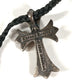 CHROME HEARTS スモールクロス レザー ブレイド 革紐 アクセサリー ネックレス SV925 ユニセックス シルバー