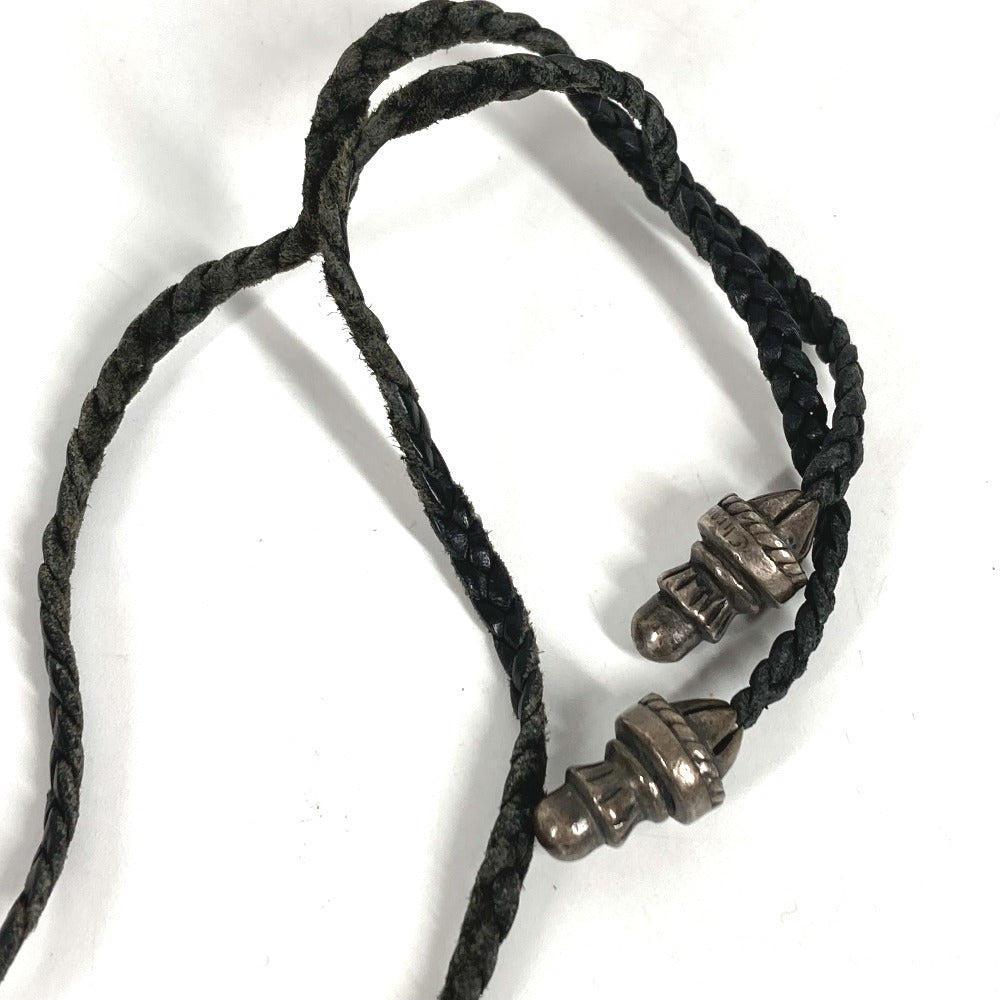 CHROME HEARTS スモールクロス レザー ブレイド 革紐 アクセサリー ネックレス SV925 ユニセックス シルバー