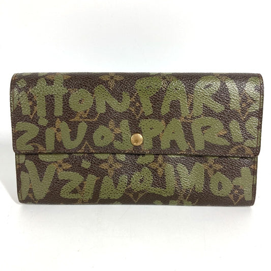 LOUIS VUITTON M92188 Old Monogram Graffiti Portemonnaie Credit Long Wallet Flap Long Wallet Monogram Graffiti Canvas Unisex Khaki Brown