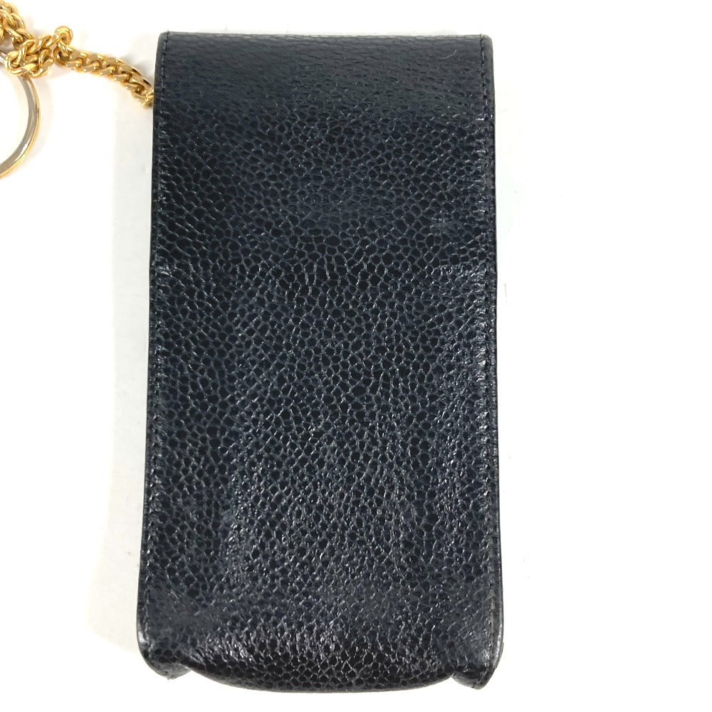 CHANEL ヴィンテージ CC ココマーク ロゴ ポーチ 煙草ケース チェーン キーリング シガレットケース キャビアスキン ユニセックス ブラック