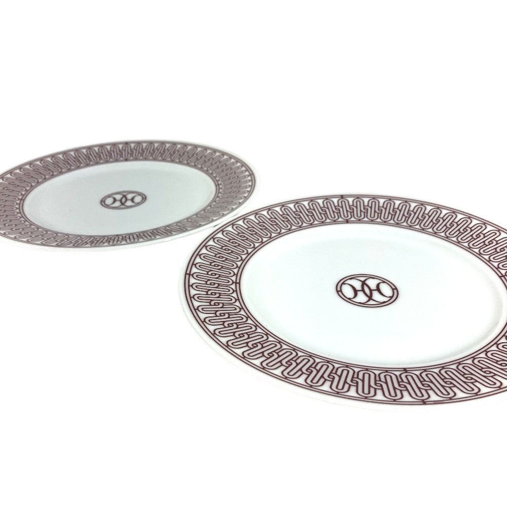 HERMES デザートプレート ペア 2枚セット H DECO Hデコ プレート 食器 皿 お皿 陶器 ユニセックス レッド