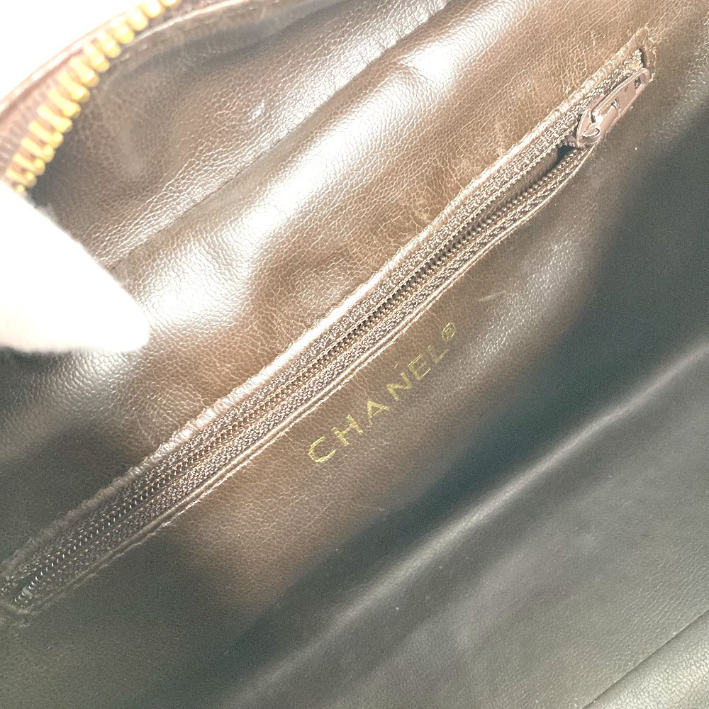 CHANEL ヴィンテージ マトラッセ キルティング ロゴ カバン セカンドバッグ ポーチ クラッチバッグ レザー ユニセックス ブラウン