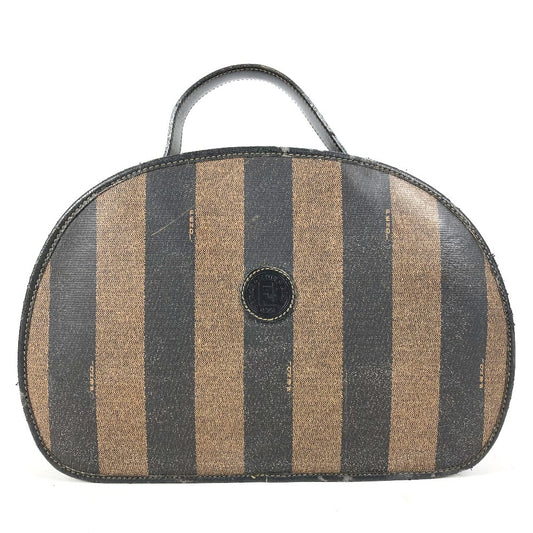 FENDI ヴィンテージ ペカン ロゴ カバン バニティバッグ 鏡 ミラー付き ハンドバッグ PVC/レザー ユニセックス カーキ