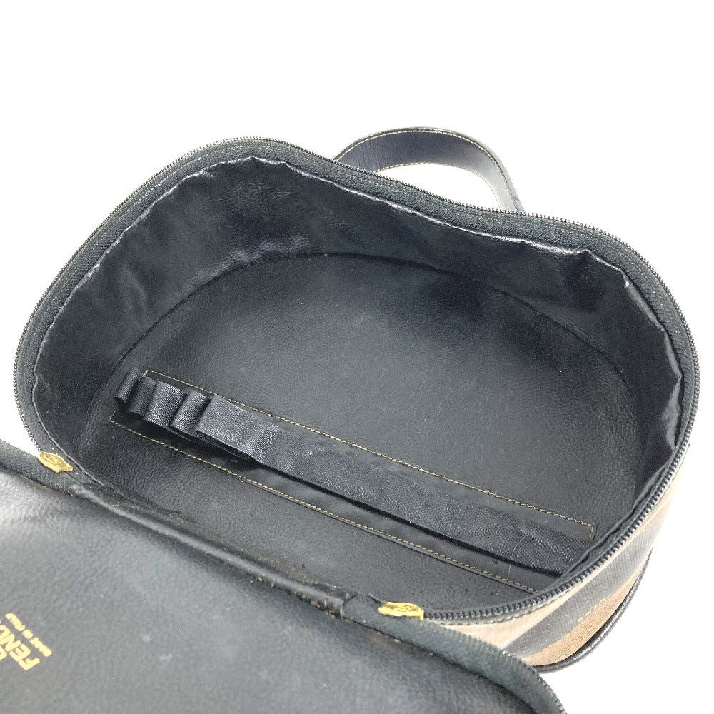 FENDI ヴィンテージ ペカン ロゴ カバン バニティバッグ 鏡 ミラー付き ハンドバッグ PVC/レザー ユニセックス カーキ