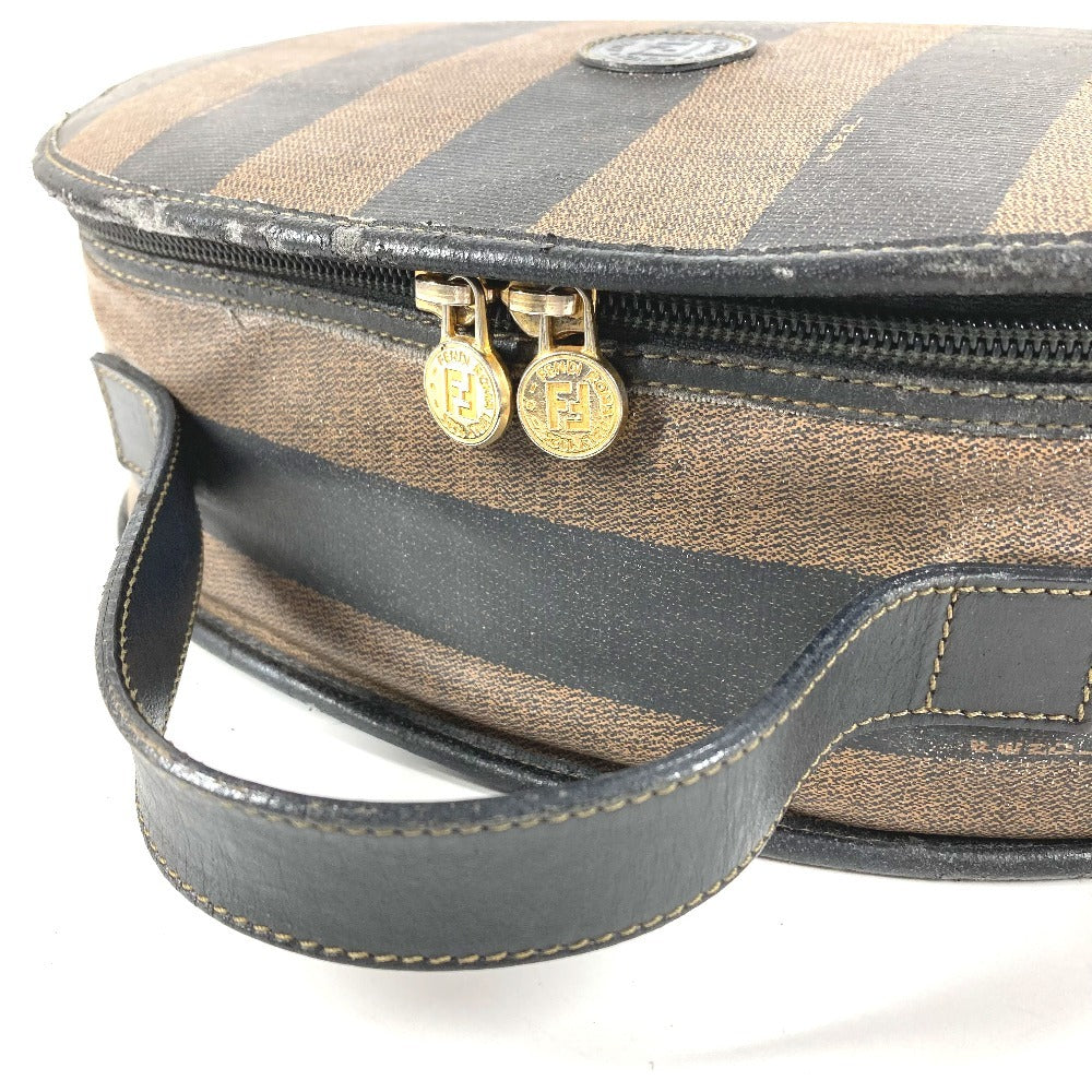 FENDI ヴィンテージ ペカン ロゴ カバン バニティバッグ 鏡 ミラー付き ハンドバッグ PVC/レザー ユニセックス カーキ