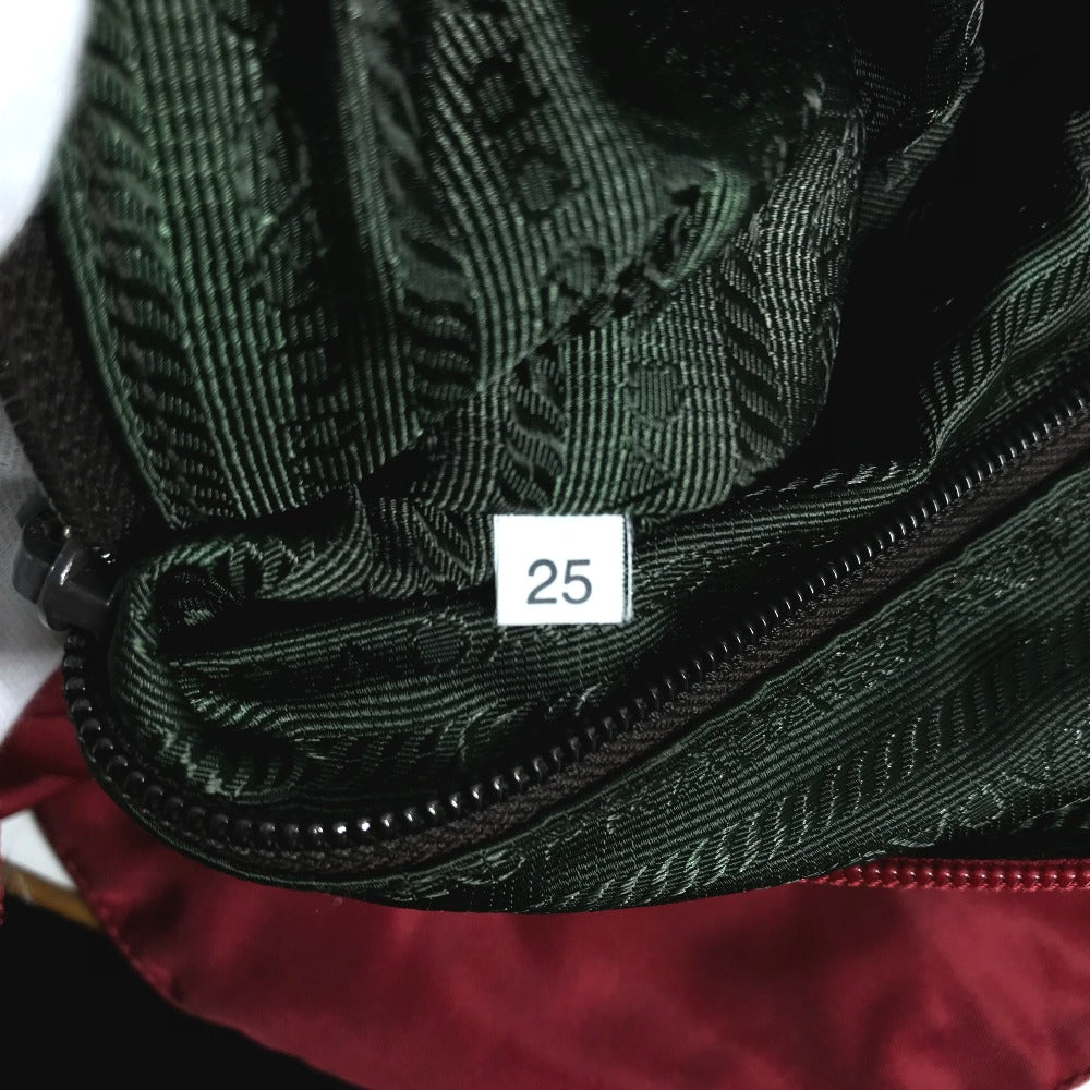 PRADA triangle logo triangle logo plate Bag Backpack Bordeaux Based Shoulder Bag Nylon Red Used