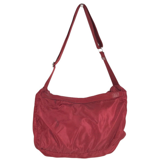 PRADA triangle logo triangle logo plate Bag Backpack Bordeaux Based Shoulder Bag Nylon Red Used