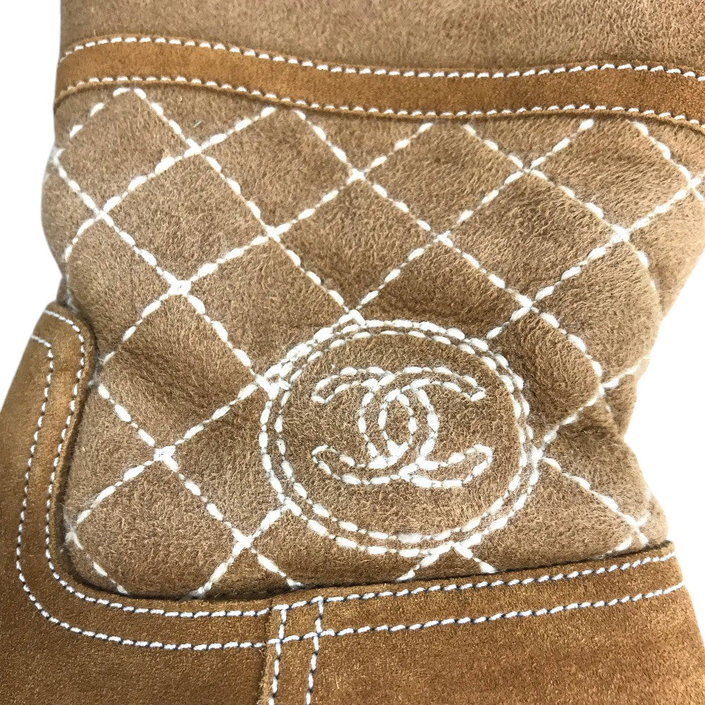 CHANEL G28519 CC ココマーク ロゴ ムートンブーツ シューズ 靴 マトラッセ ムートン ブーツ ムートン レディース ブラウン