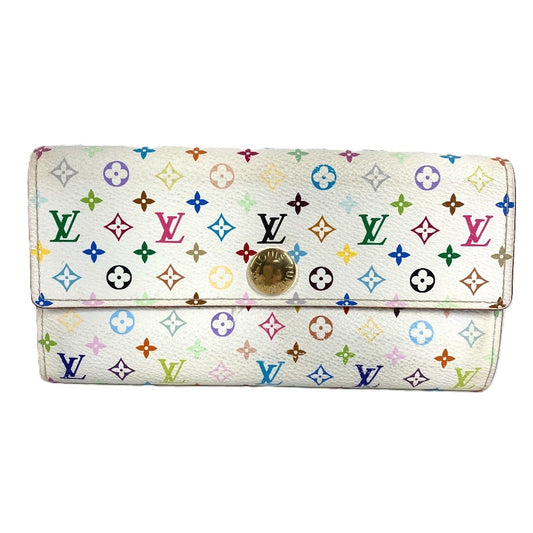 LOUIS VUITTON M93744 Monogram Multicolor Portefeuille Sarah Riche Portefeuille Sarah Riche กระเป๋าสตางค์ใบยาวแบบพับ Monogram Multicolor Canvas Unisex สีขาว