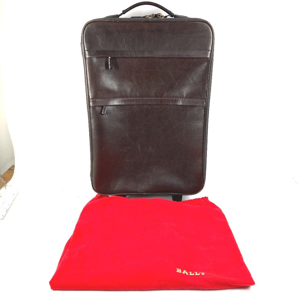 BALLY トラベルバッグ 2輪 ストライプ ロゴ スーツケース カバン ボストンバッグ 旅行バッグ キャリーバッグ レザー ユニセックス ブラウン