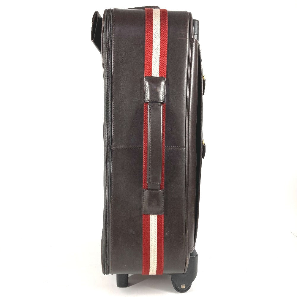 BALLY トラベルバッグ 2輪 ストライプ ロゴ スーツケース カバン ボストンバッグ 旅行バッグ キャリーバッグ レザー ユニセックス ブラウン