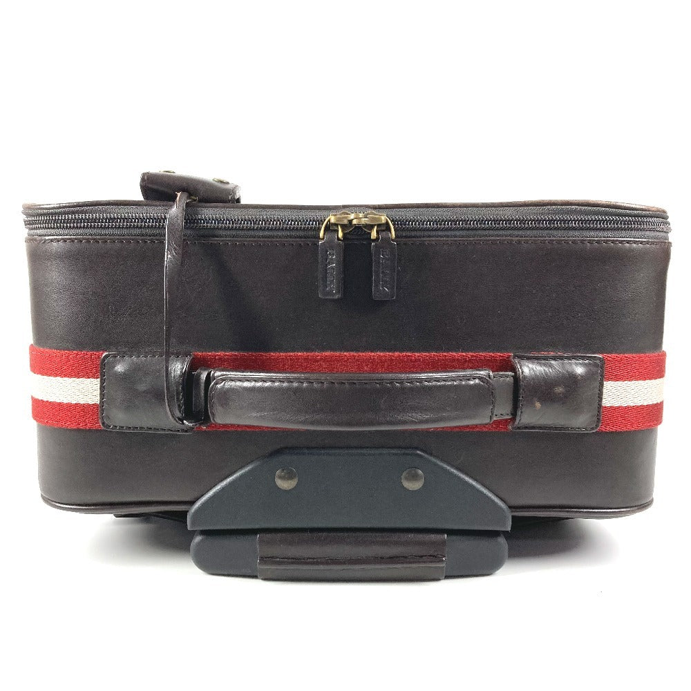 BALLY トラベルバッグ 2輪 ストライプ ロゴ スーツケース カバン ボストンバッグ 旅行バッグ キャリーバッグ レザー ユニセックス ブラウン