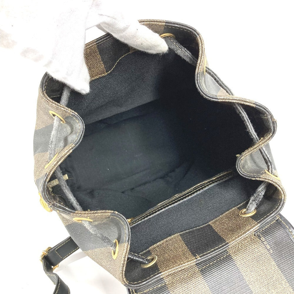 FENDI ヴィンテージ ペカン ロゴ カバン バックパック リュックサック PVC/レザー ユニセックス カーキ