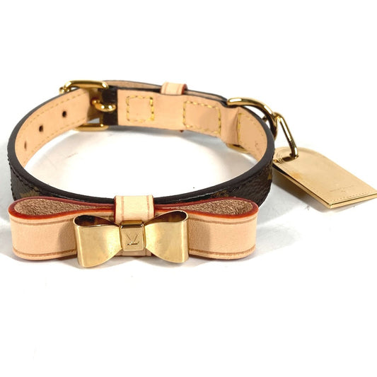 LOUIS VUITTON M58073 Pet Collar Monogram Dog Pet Collier Baxter XS Ribbon Collar Monogram Canvas Unisex Brown