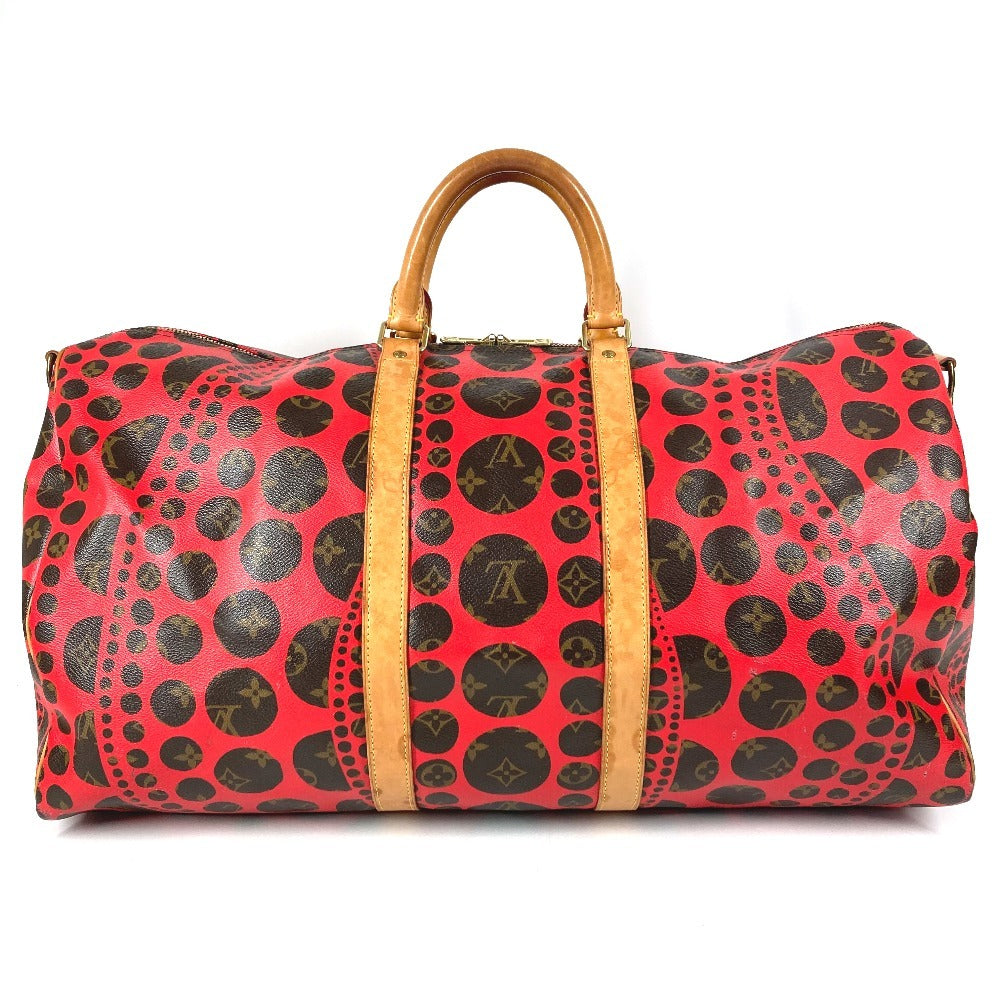 LOUIS VUITTON M40695 モノグラム パンプキン ドット LV×YK キーポルバンドリエール55 旅行バッグ トラベルバッグ カバン 2WAYバッグ ショルダーバッグ ボストンバッグ モノグラムキャンバス ユニセックス レッド