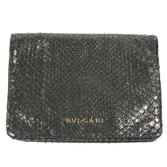 BVLGARI โลโก้ กระเป๋าสตางค์แบบพับสองทบ ขนาดกลาง หนัง ยูนิเซ็กส์ สีเมทัลลิก