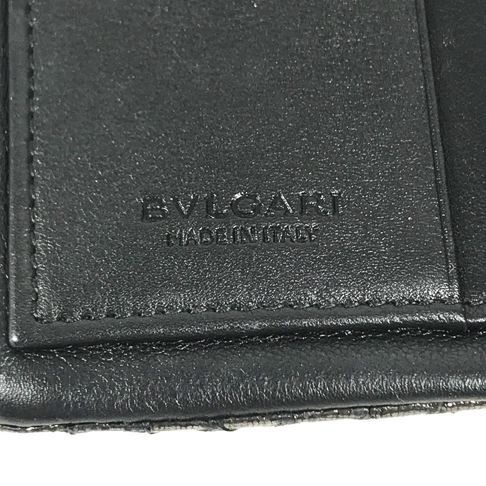 BVLGARI ロゴ ミディアムウォレット 財布 2つ折り財布 レザー ユニセックス メタリック系