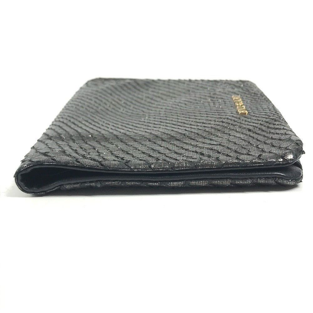 BVLGARI ロゴ ミディアムウォレット 財布 2つ折り財布 レザー ユニセックス メタリック系