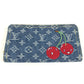 LOUIS VUITTON M23161 村上隆コラボ モノグラムデニム チェリー LV × TM ジッピー ウォレット ロングウォレット ラウンドファスナー 財布 長財布 レディース ブルー