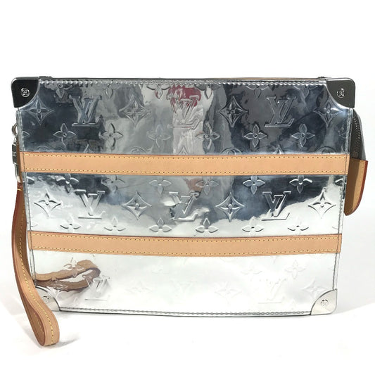 LOUIS VUITTON M80807 โมโนแกรม มิเรอร์ กระจก ทรังค์ โพเช็ตต์ กระเป๋าใบเล็กแบบทรังค์ มีสายสะพาย กระเป๋าเพาช์ กระเป๋าถือ กระเป๋าคลัทช์ หนัง ยูนิเซ็กส์ สีเงิน