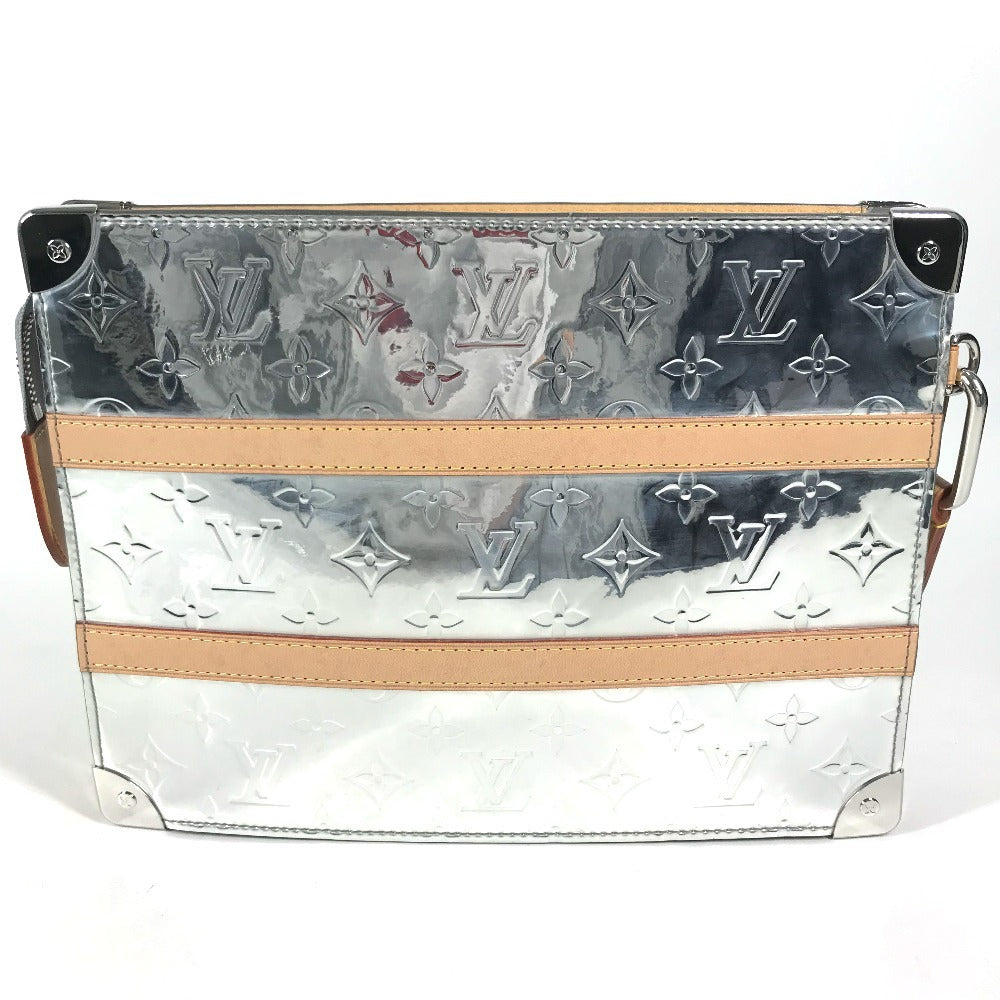 LOUIS VUITTON M80807 モノグラムミラー 鏡 トランク ポシェット　トランクポシェット カバン ストラップ付き ポーチ セカンドバッグ クラッチバッグ レザー ユニセックス シルバー