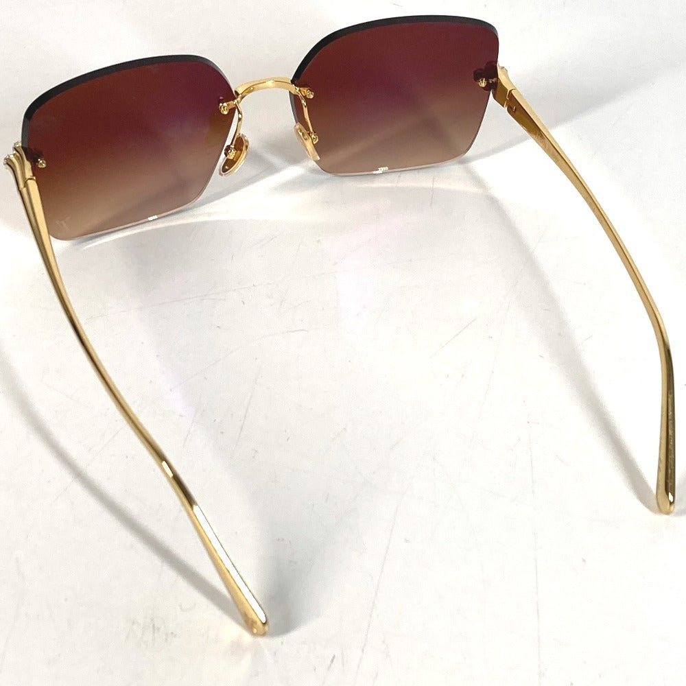 LOUIS VUITTON Z3323U Rhinestone LV Comet Square Sunglasses glasses glasses eyewear glasses sunglasses Metal Brown/Gold Used