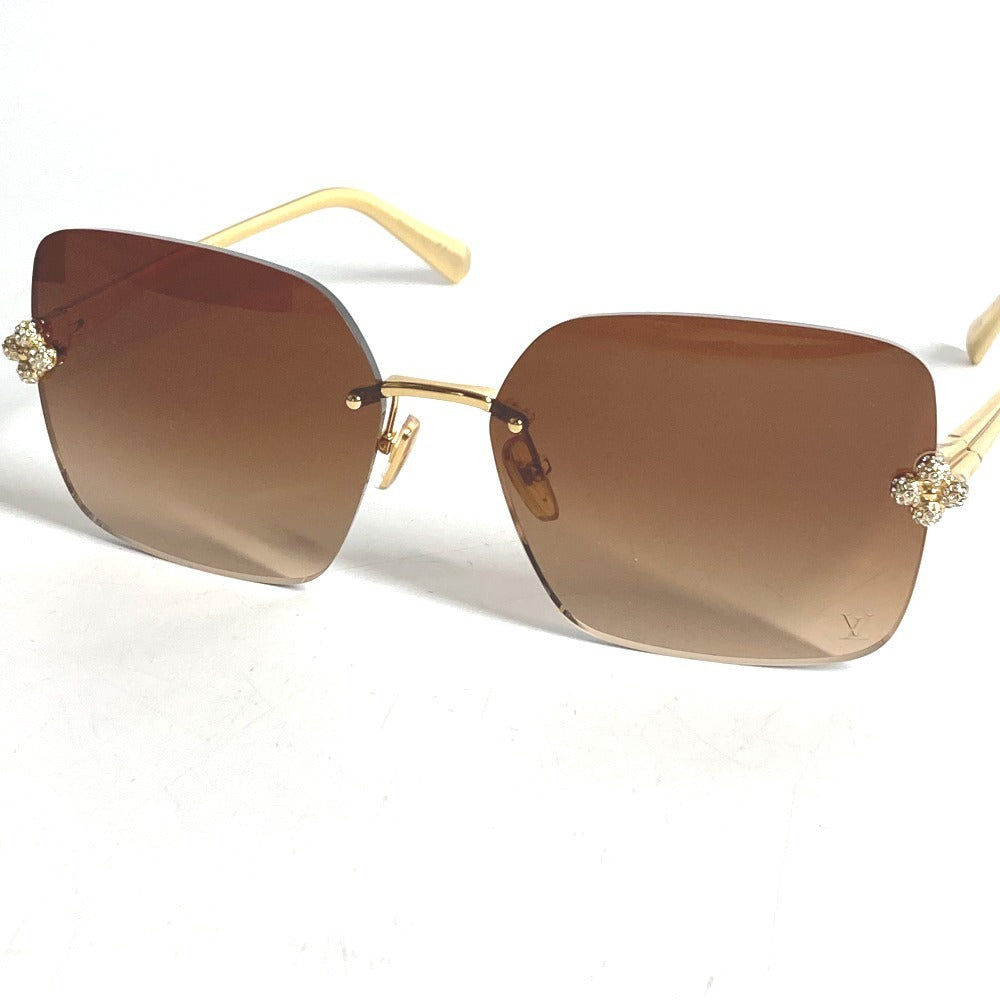 LOUIS VUITTON Z3323U Rhinestone LV Comet Square Sunglasses glasses glasses eyewear glasses sunglasses Metal Brown/Gold Used