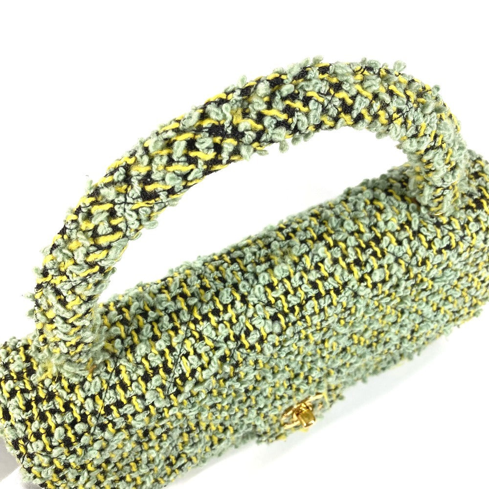 CHANEL vintage CC Mark logo parent-child bag (parent only) bag flap Hand Bag tweed Green Used