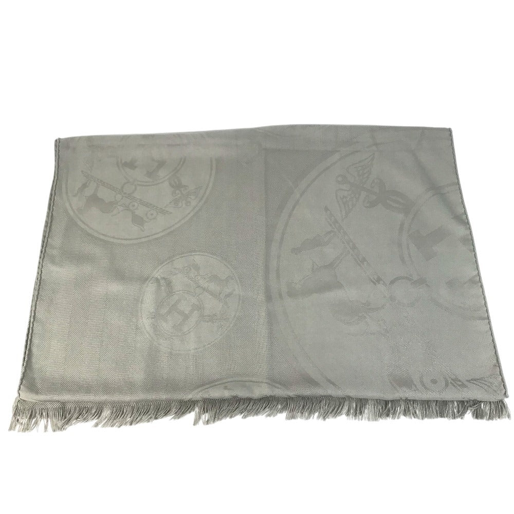 HERMES Stole/Shawl New Libris New Libris Shawl Fringe Scarf Stole/Shawl Cashmere / silk gray Used