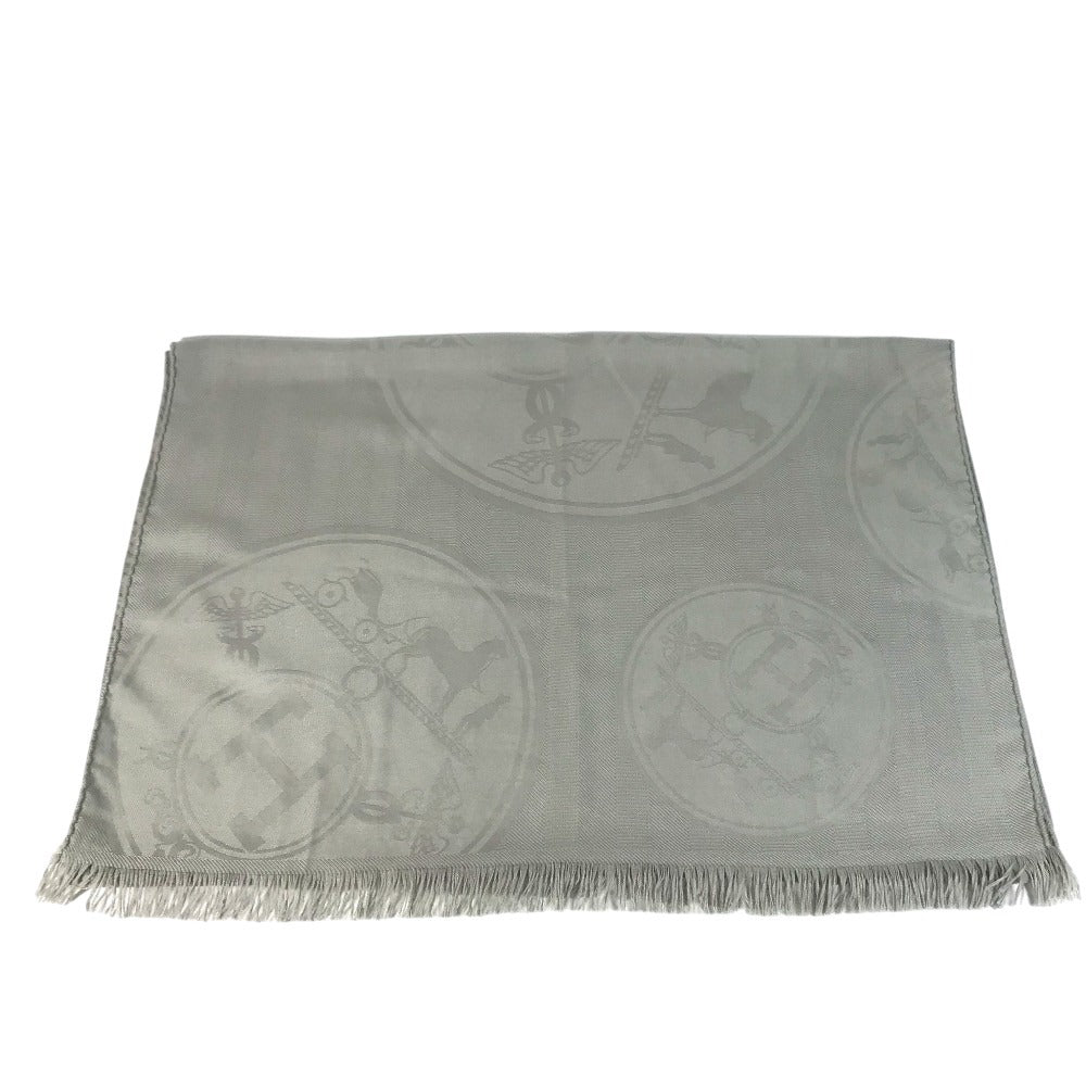 HERMES Stole/Shawl New Libris New Libris Shawl Fringe Scarf Stole/Shawl Cashmere / silk gray Used