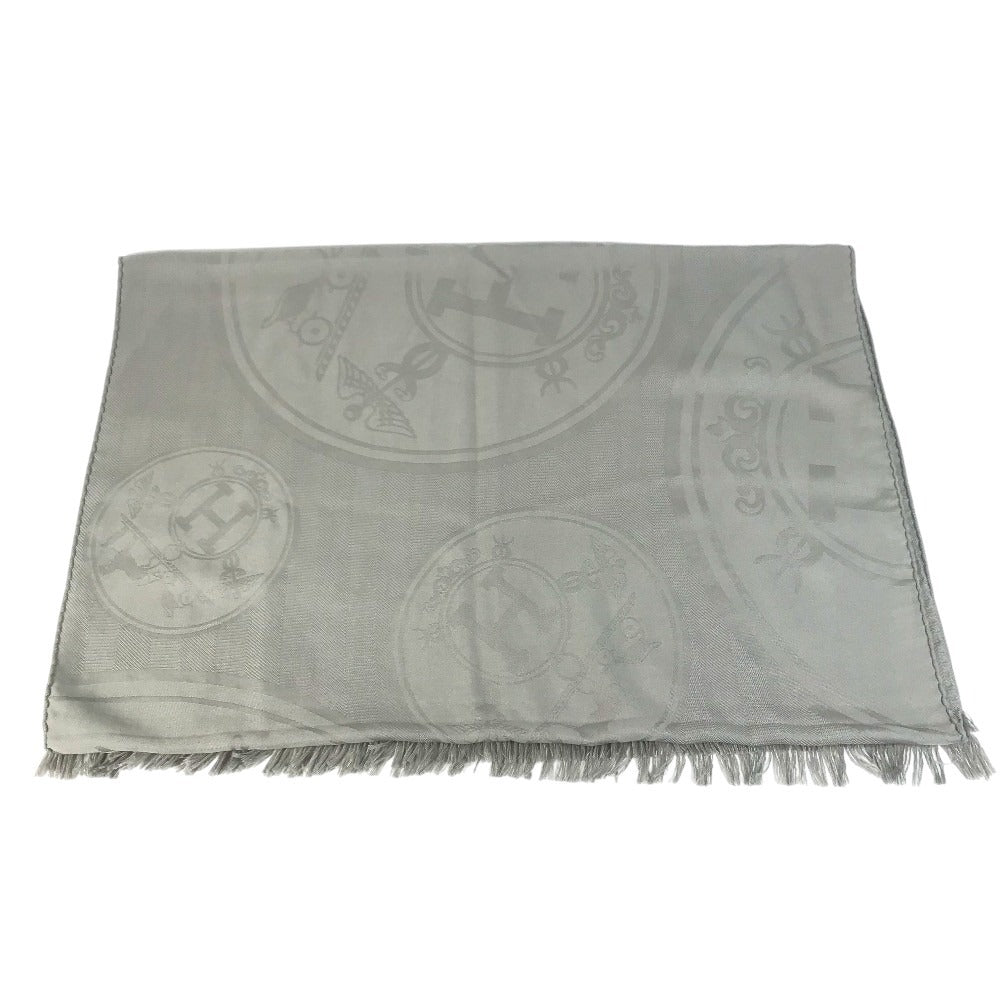 HERMES Stole/Shawl New Libris New Libris Shawl Fringe Scarf Stole/Shawl Cashmere / silk gray Used