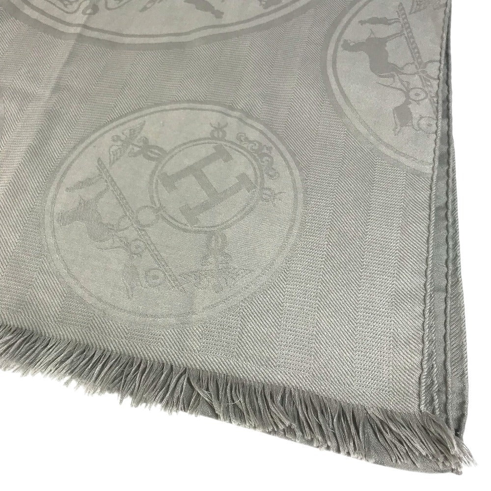 HERMES Stole/Shawl New Libris New Libris Shawl Fringe Scarf Stole/Shawl Cashmere / silk gray Used