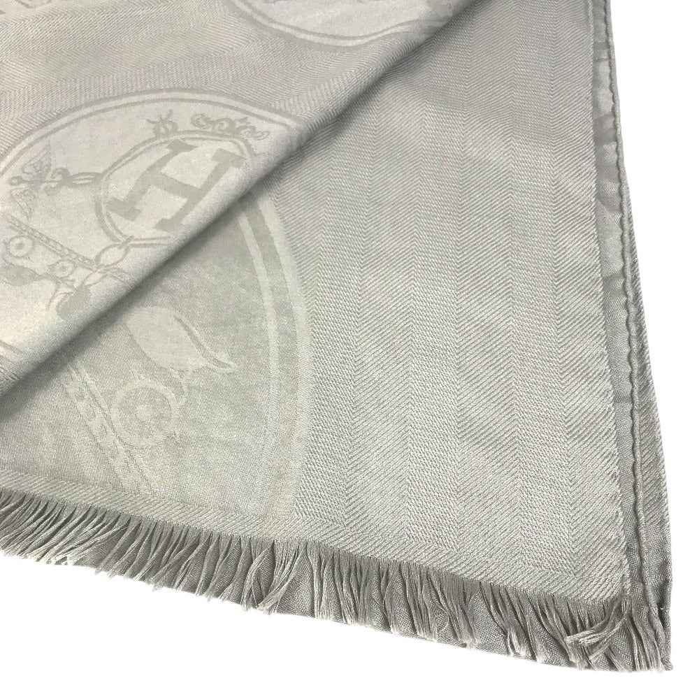 HERMES Stole/Shawl New Libris New Libris Shawl Fringe Scarf Stole/Shawl Cashmere / silk gray Used