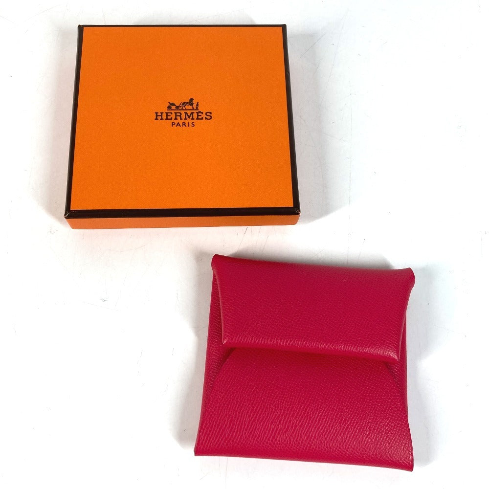 HERMES Bastia Wallet Coin Compartment Square SilverHardware coin purse Epsom Rose mexico pink Used
